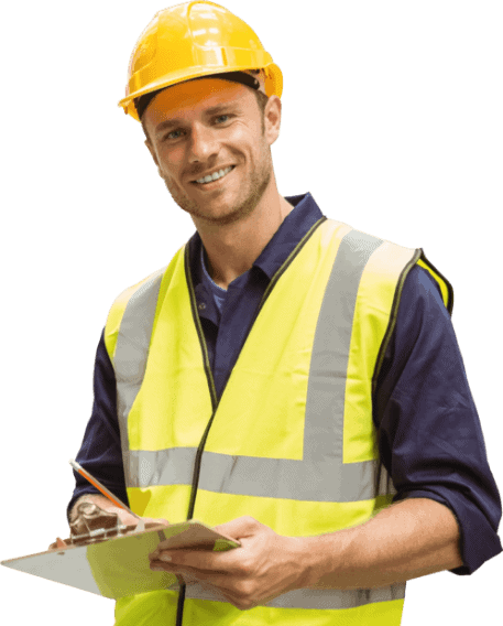 Man in hardhat with clipboard