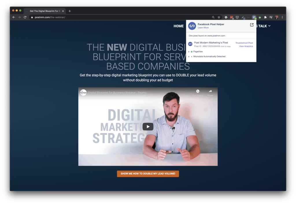 Proper installation of the Facebook Pixel Pageview event