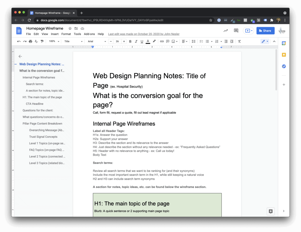 Website Wireframe Template