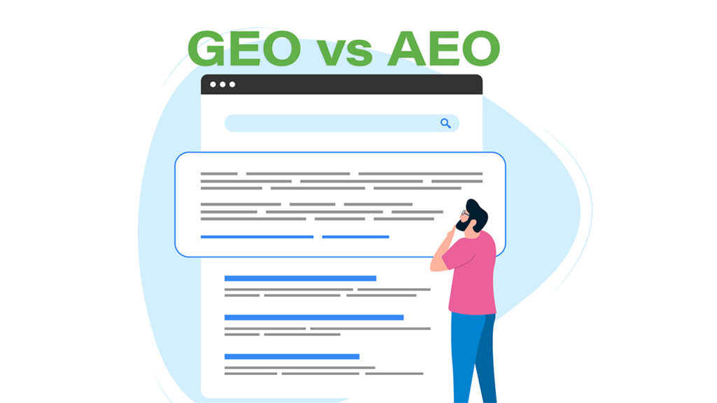 Illustration of person looking at a search result list in a browser