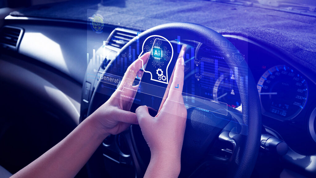 Person using GEO search in a car